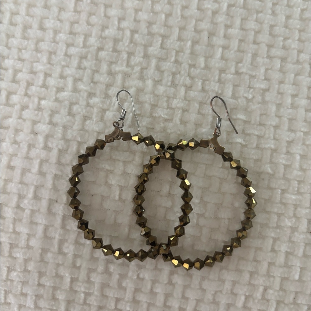 Gold Swarovski crystal Hoop Earrings
